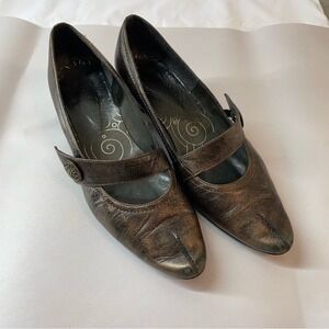 Womens Bronze Metallic Mary Jane Heels‎ Shoes Size 38 EU